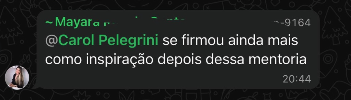 Depoimento de Mayara: Carol Pelegrini se firmou como inspiração